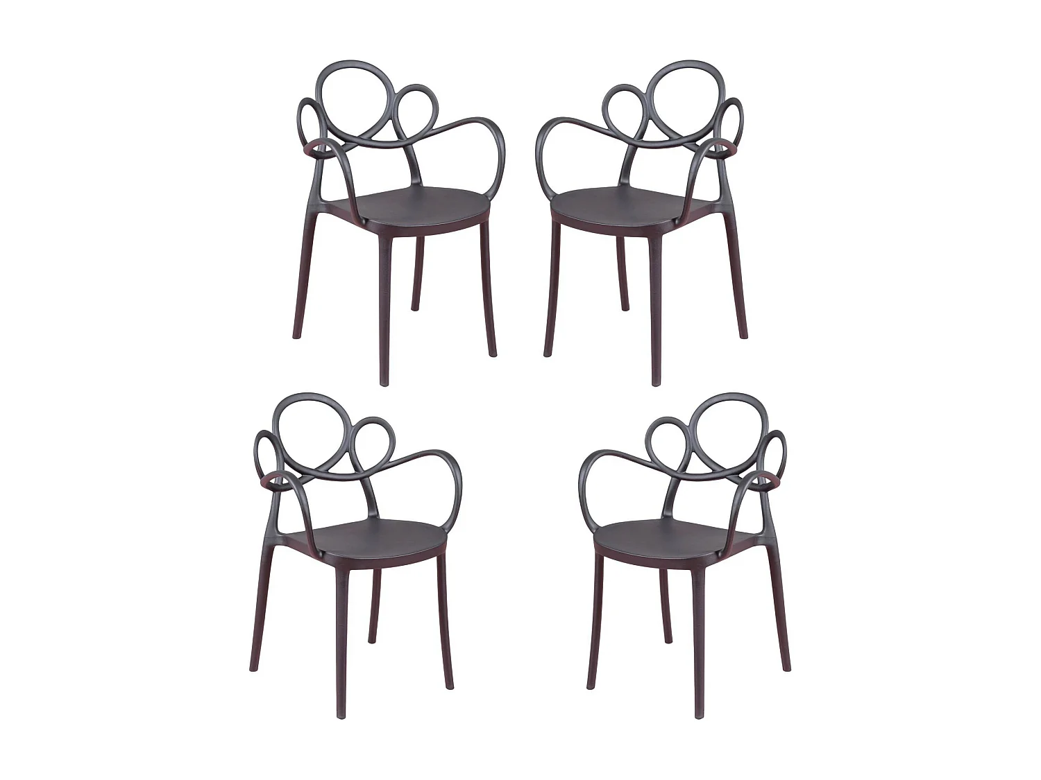 Pack de 4 sillas de diseño con reposabrazos para el jardín - Dream - Negro