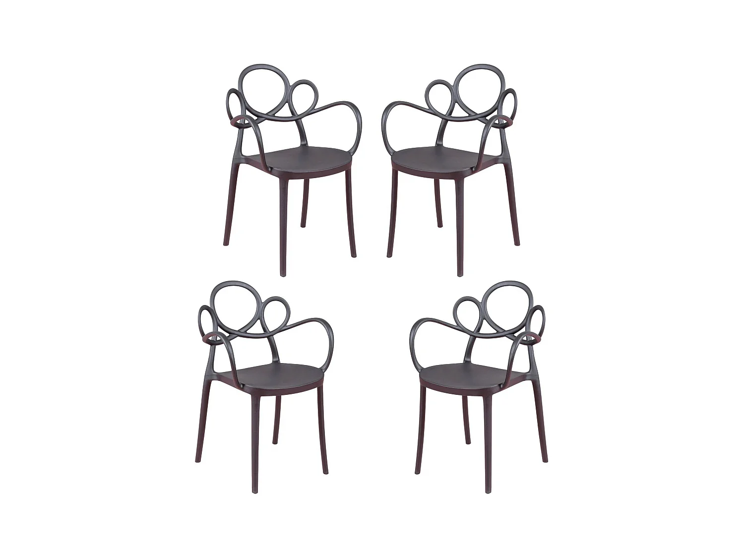 Lot de 4 chaises design avec accoudoirs pour le jardin - Dream - Noir