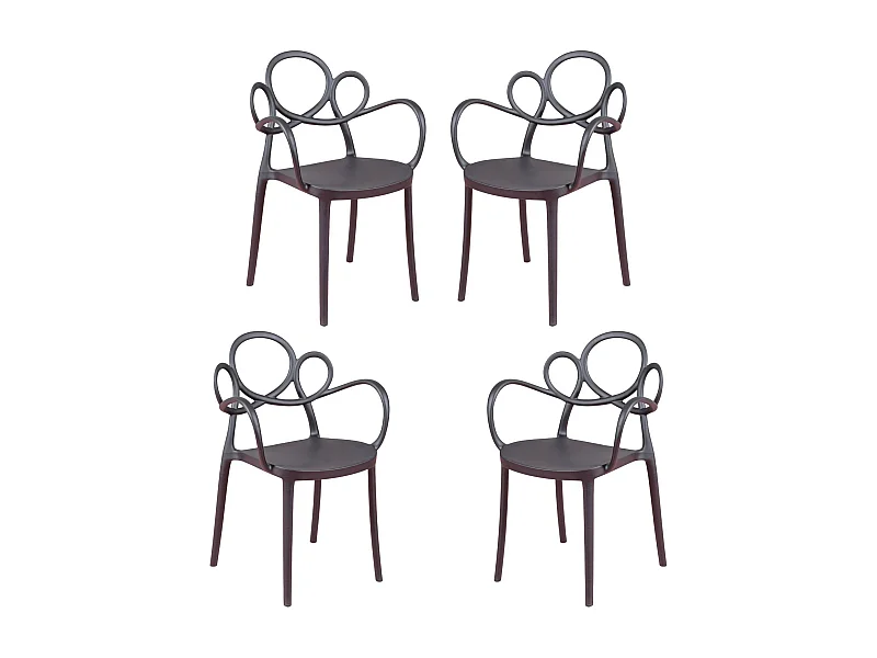 Packung mit 4 Designerstühlen mit Armlehnen für den Garten - Dream - Schwarz