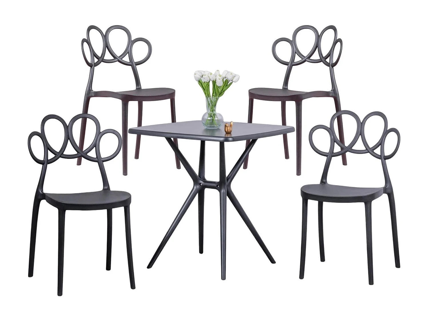 Pack 4 chaises et table design pour le jardin - Dream - Noir