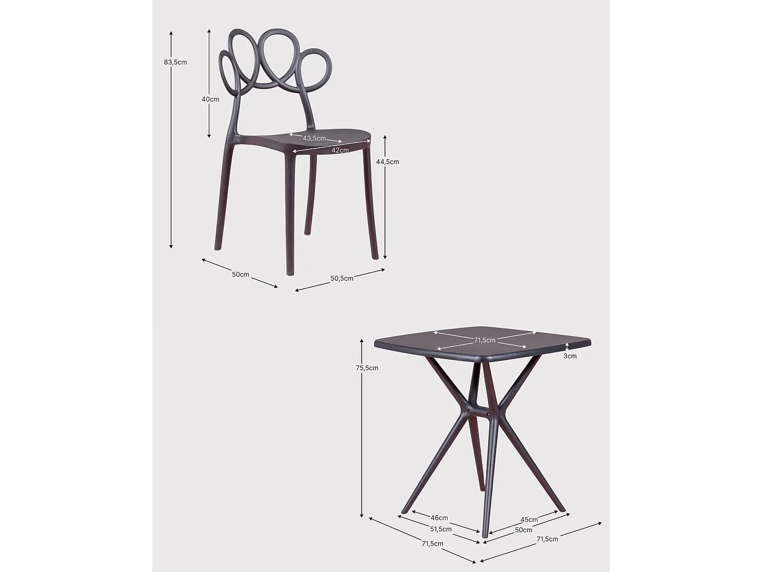 Pack 4 chaises et table design pour le jardin - Dream - Noir