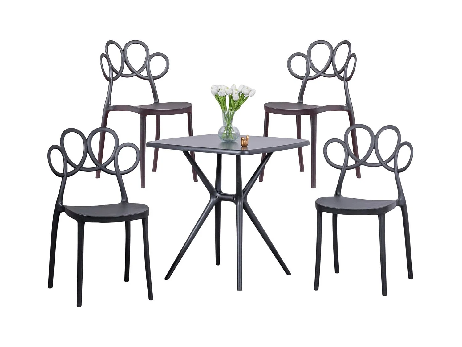Pack 4 chaises et table design pour le jardin - Dream - Noir