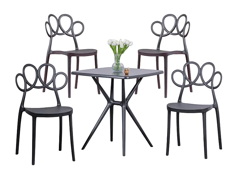 Pack 4 chaises et table design pour le jardin - Dream - Noir