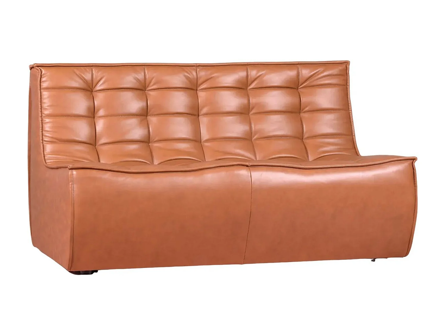 Canapé 2 places en cuir ancien - Lion - Brun