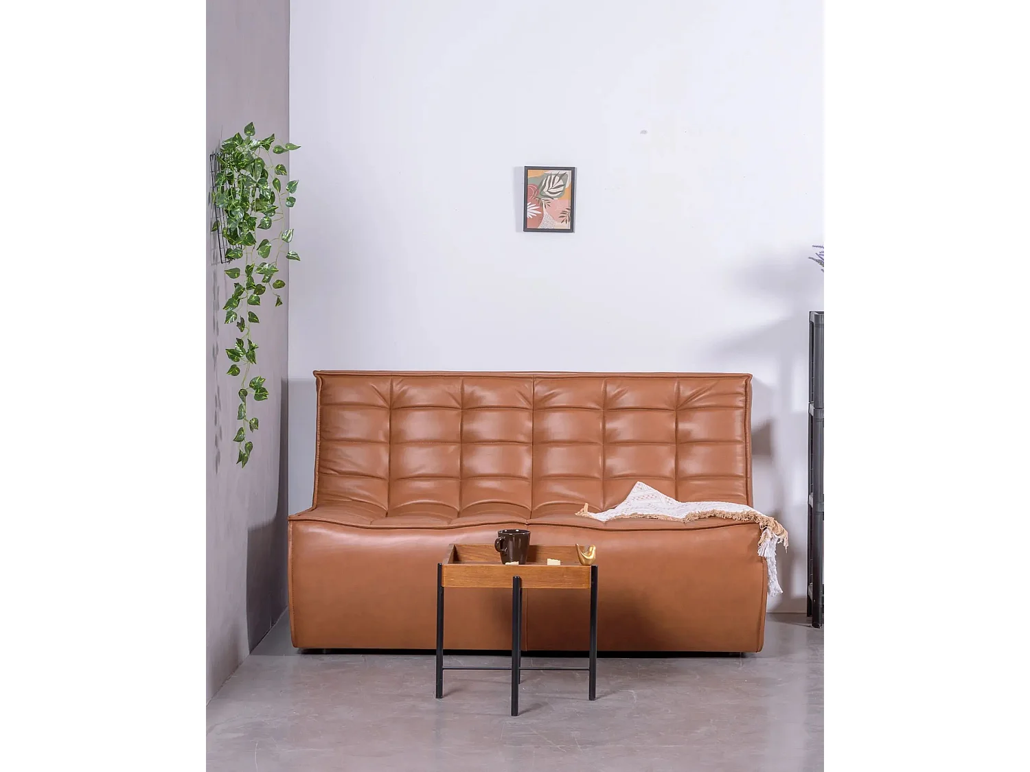 Canapé 2 places en cuir ancien - Lion - Brun