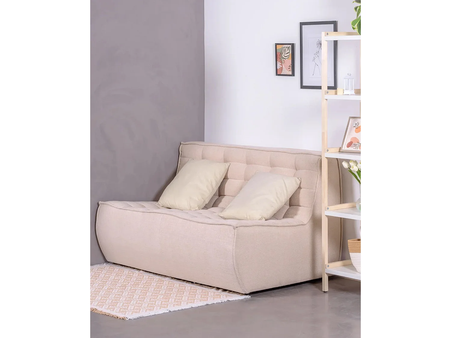 Canapé 2 places tapissé en coton - Lion - Beige