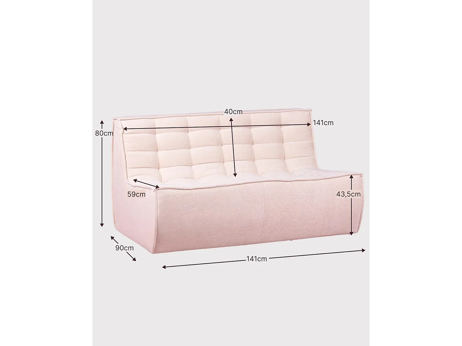 Canapé 2 places tapissé en coton - Lion - Beige