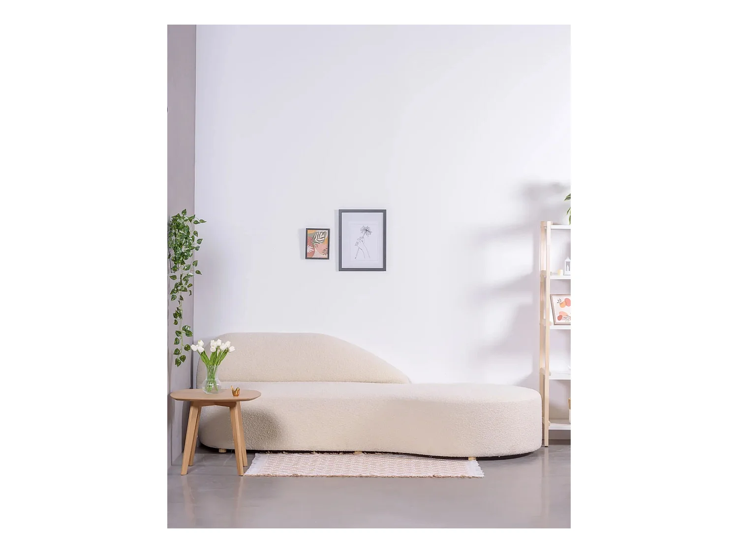 Designer bank in bouclé stof - Mozart - Wit