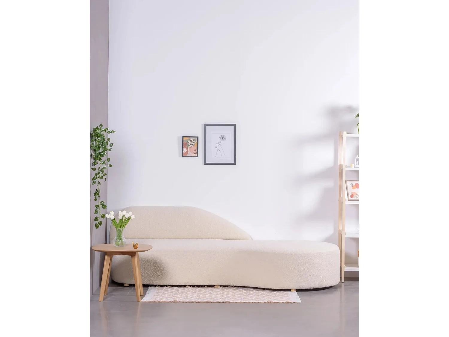 Designer bank in bouclé stof - Mozart - Wit