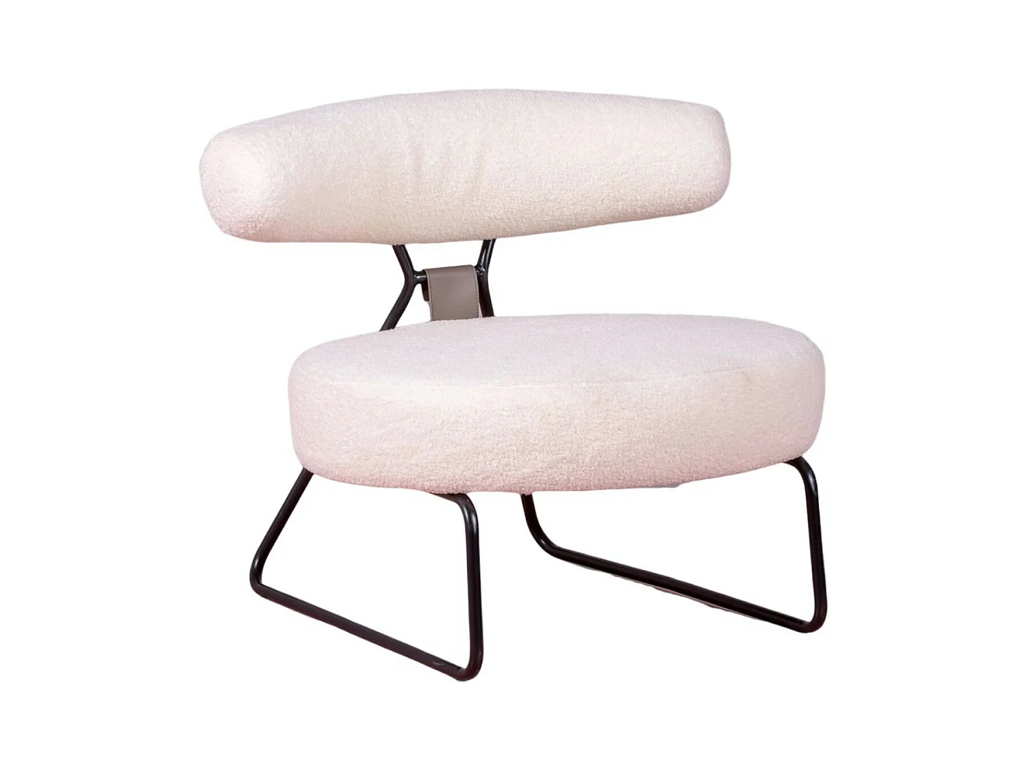 Fauteuil design recouvert de bouclé et piètement en acier - Oxford - Blanc