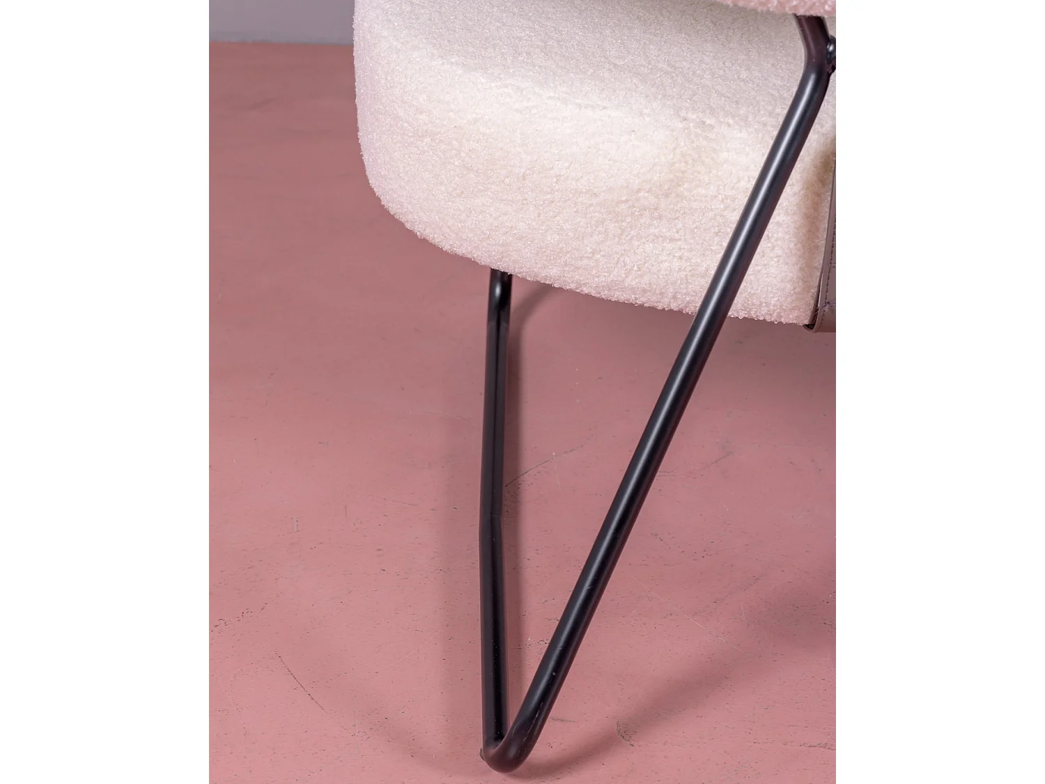 Sillón de diseño tapizado en bouclé y patas de acero - Oxford - Blanco