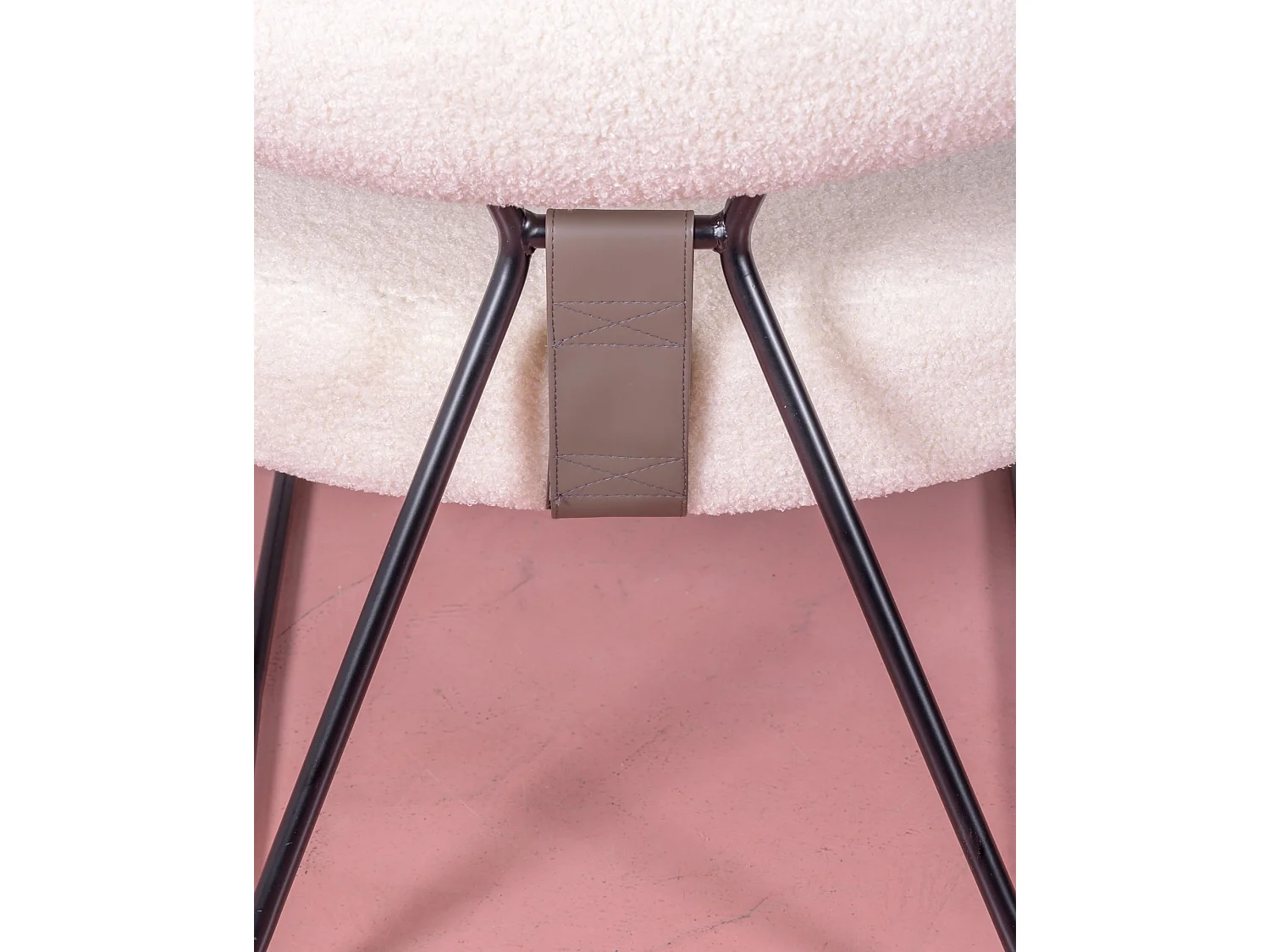 Sillón de diseño tapizado en bouclé y patas de acero - Oxford - Blanco