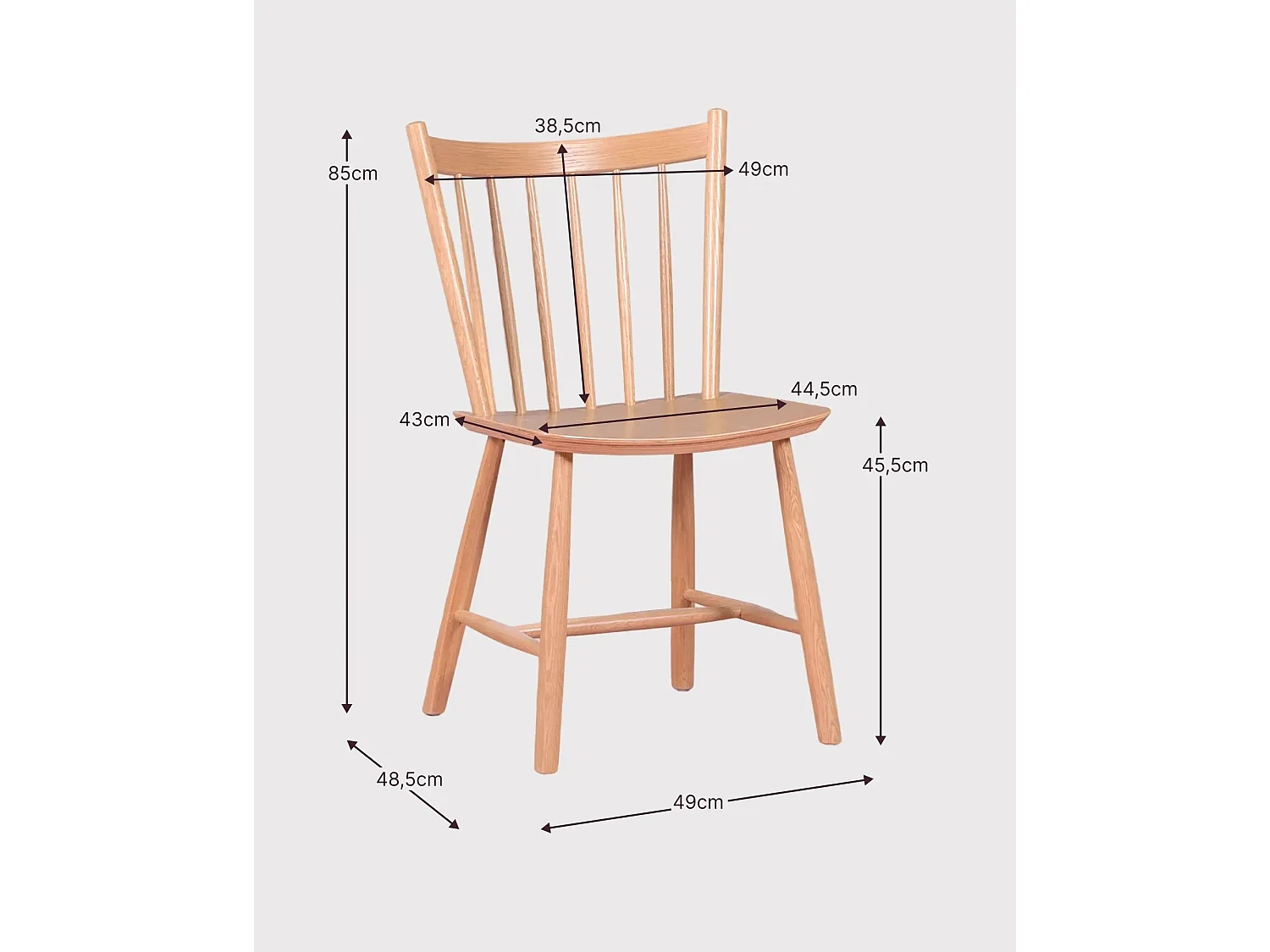 Chaise rustique en bois de chêne naturel - Union - Chêne