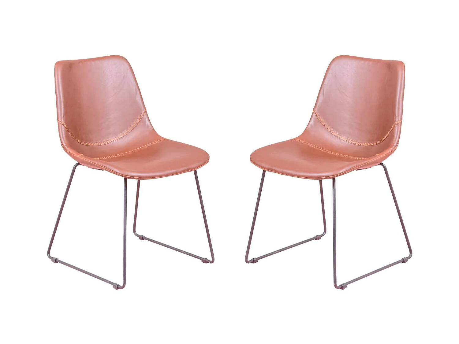 Lot de 2 chaises industrielles - City - Brun