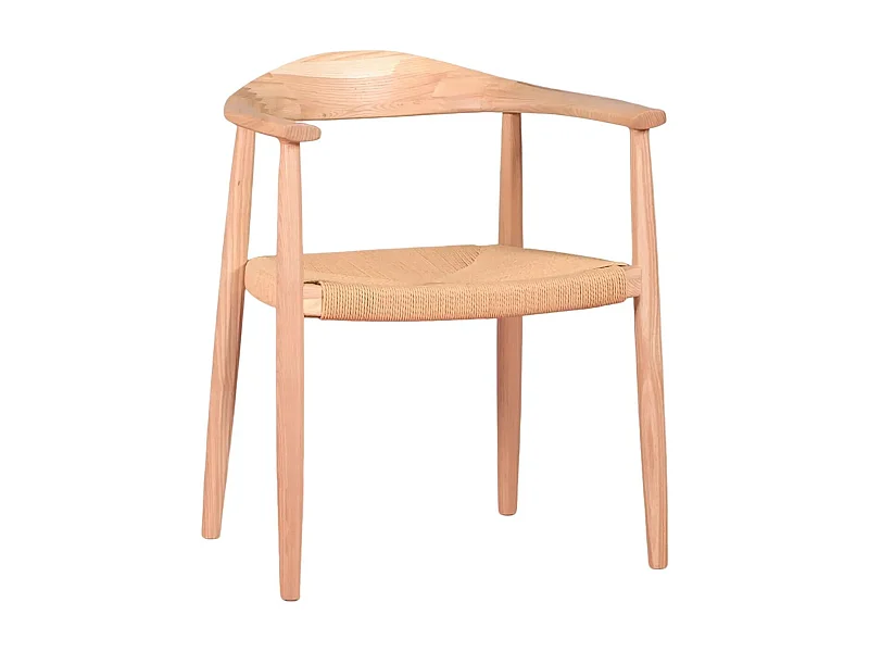 Chaise en bois de frêne naturel et assise en corde écologique - Santon - Frêne naturel