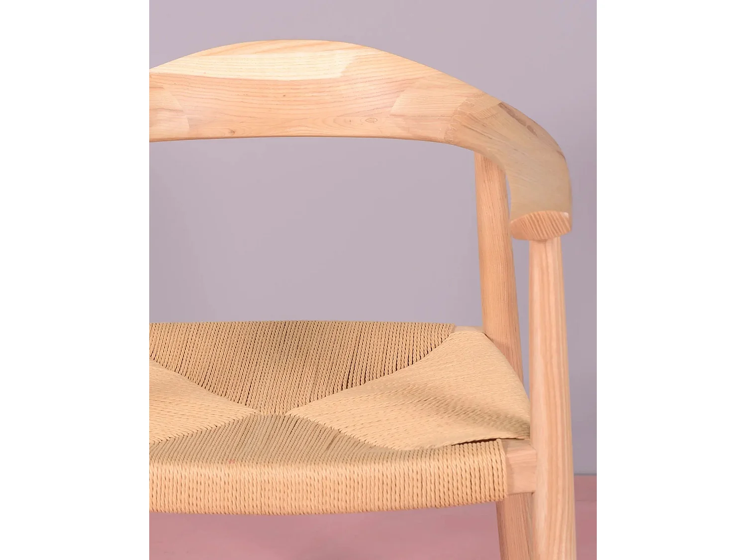 Chaise en bois de frêne naturel et assise en corde écologique - Santon - Frêne naturel