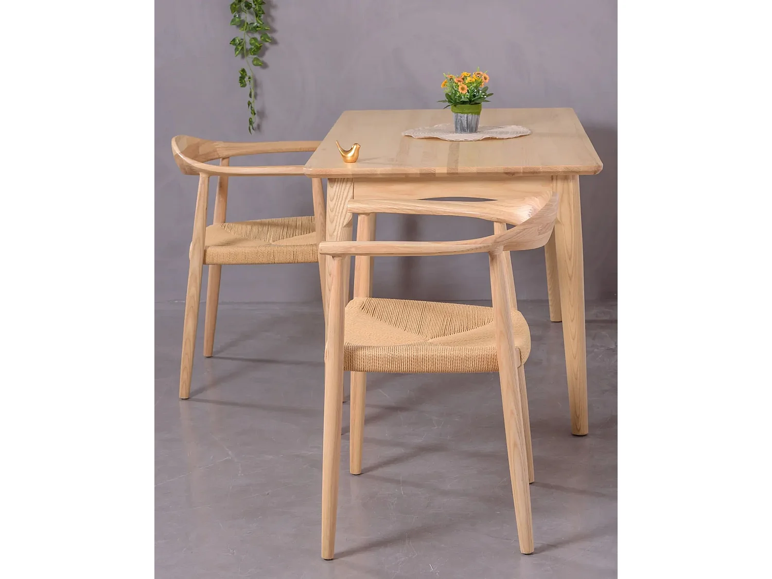 Chaise en bois de frêne naturel et assise en corde écologique - Santon - Frêne naturel