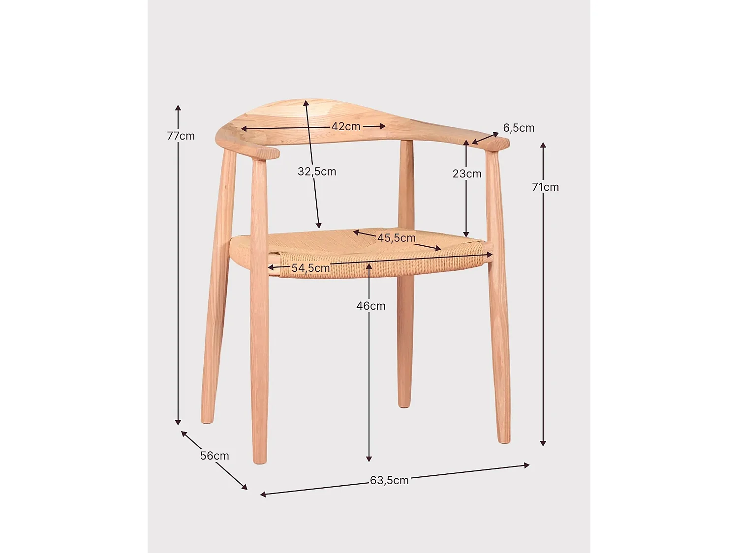 Chaise en bois de frêne naturel et assise en corde écologique - Santon - Frêne naturel