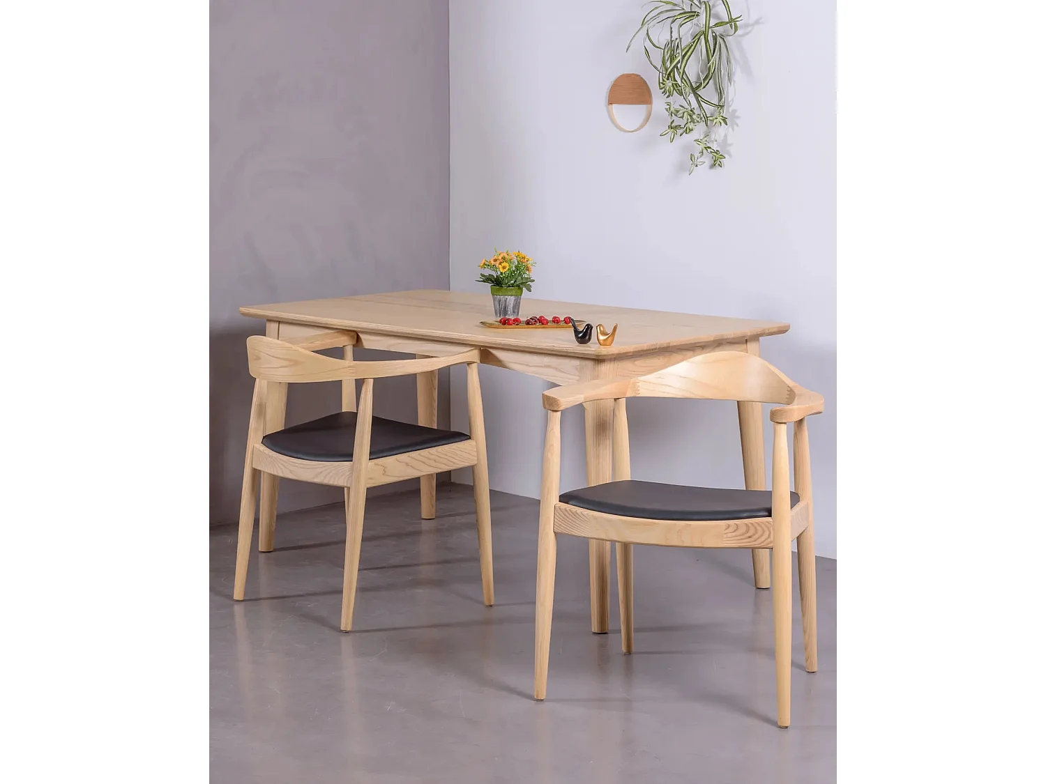 Silla en madera de fresno y cojín de polipiel - Santon - Fresno Natural