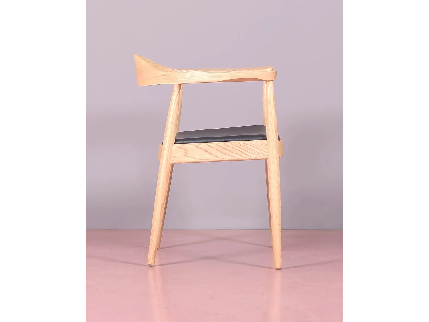 Silla en madera de fresno y cojín de polipiel - Santon - Fresno Natural