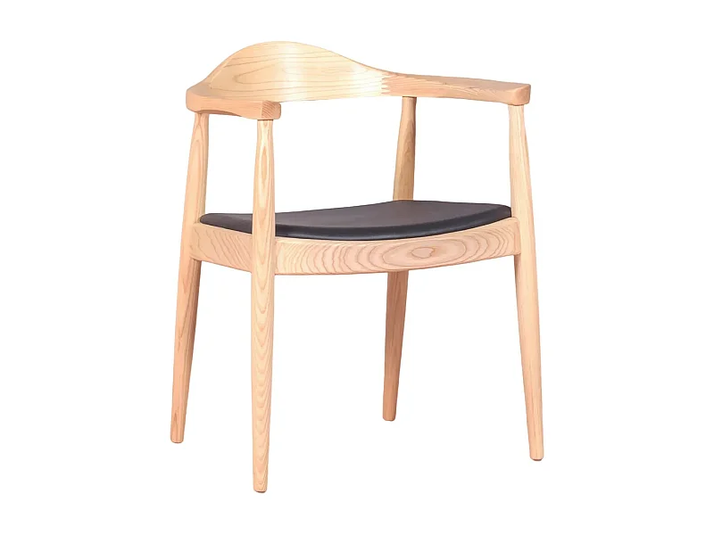 Chaise en frêne avec coussin en similicuir - Santon - Frêne naturel