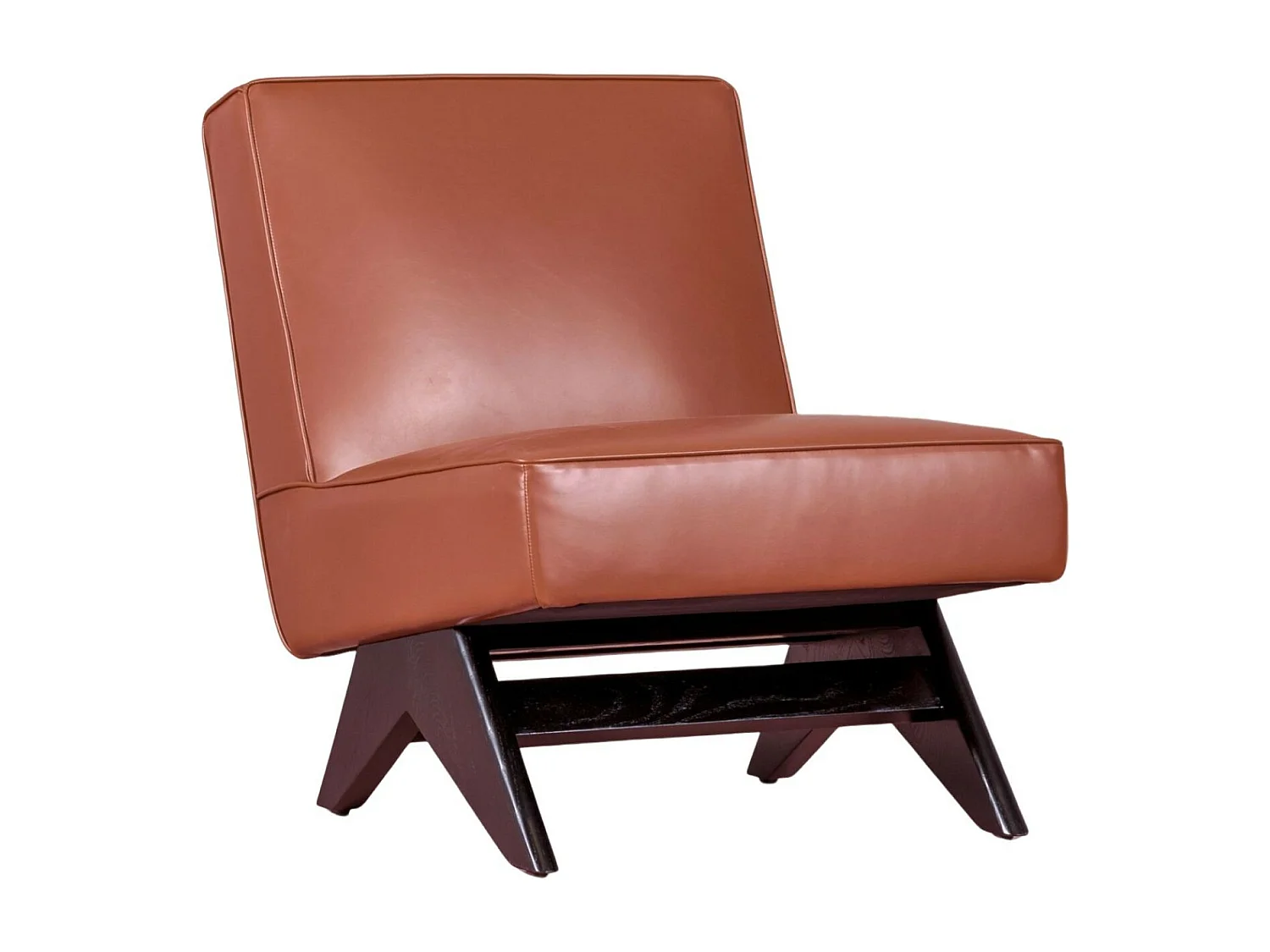 Vintage-Sessel aus Eschenholz und mit Kunstleder gepolstert - West - Braun