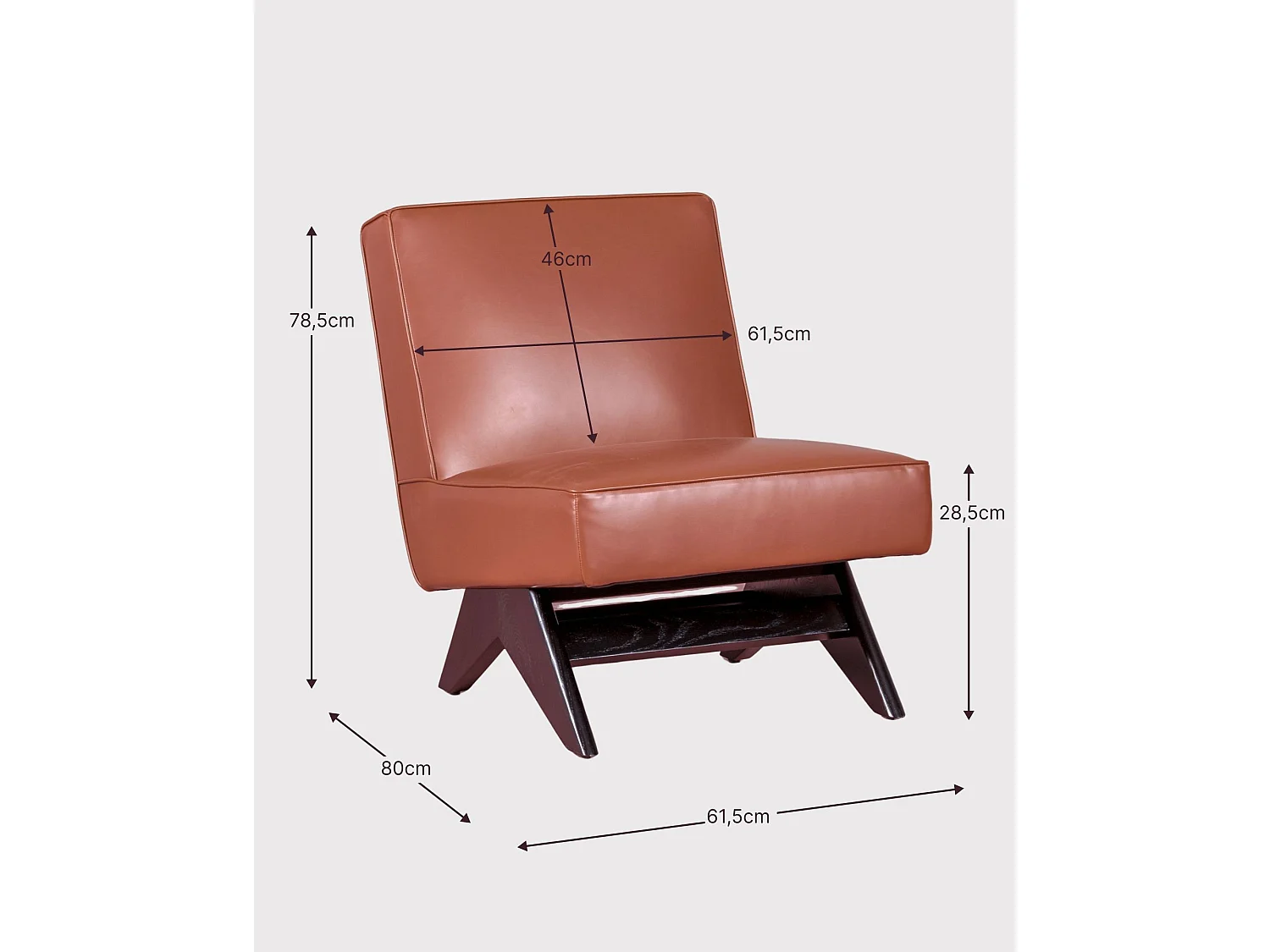 Vintage-Sessel aus Eschenholz und mit Kunstleder gepolstert - West - Braun