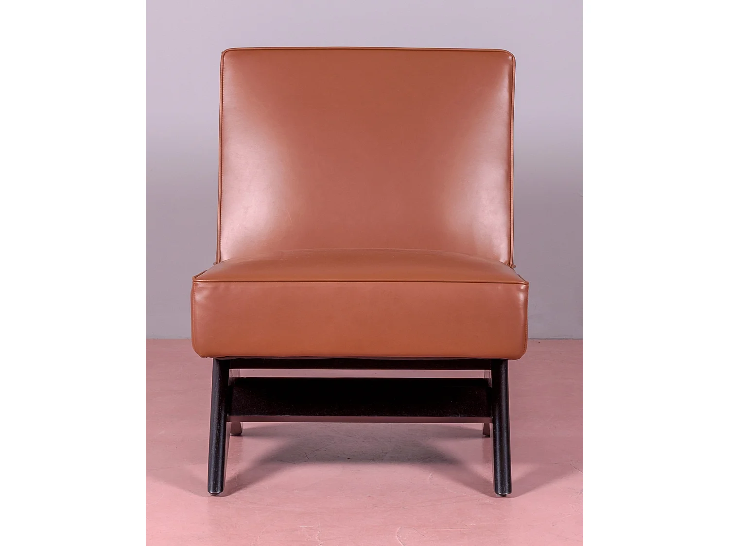 Vintage-Sessel aus Eschenholz und mit Kunstleder gepolstert - West - Braun