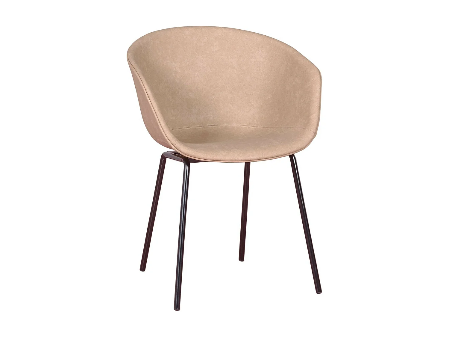 Vintage stoel met armleuningen bekleed met gewaxt kunstleer - Denver - Beige