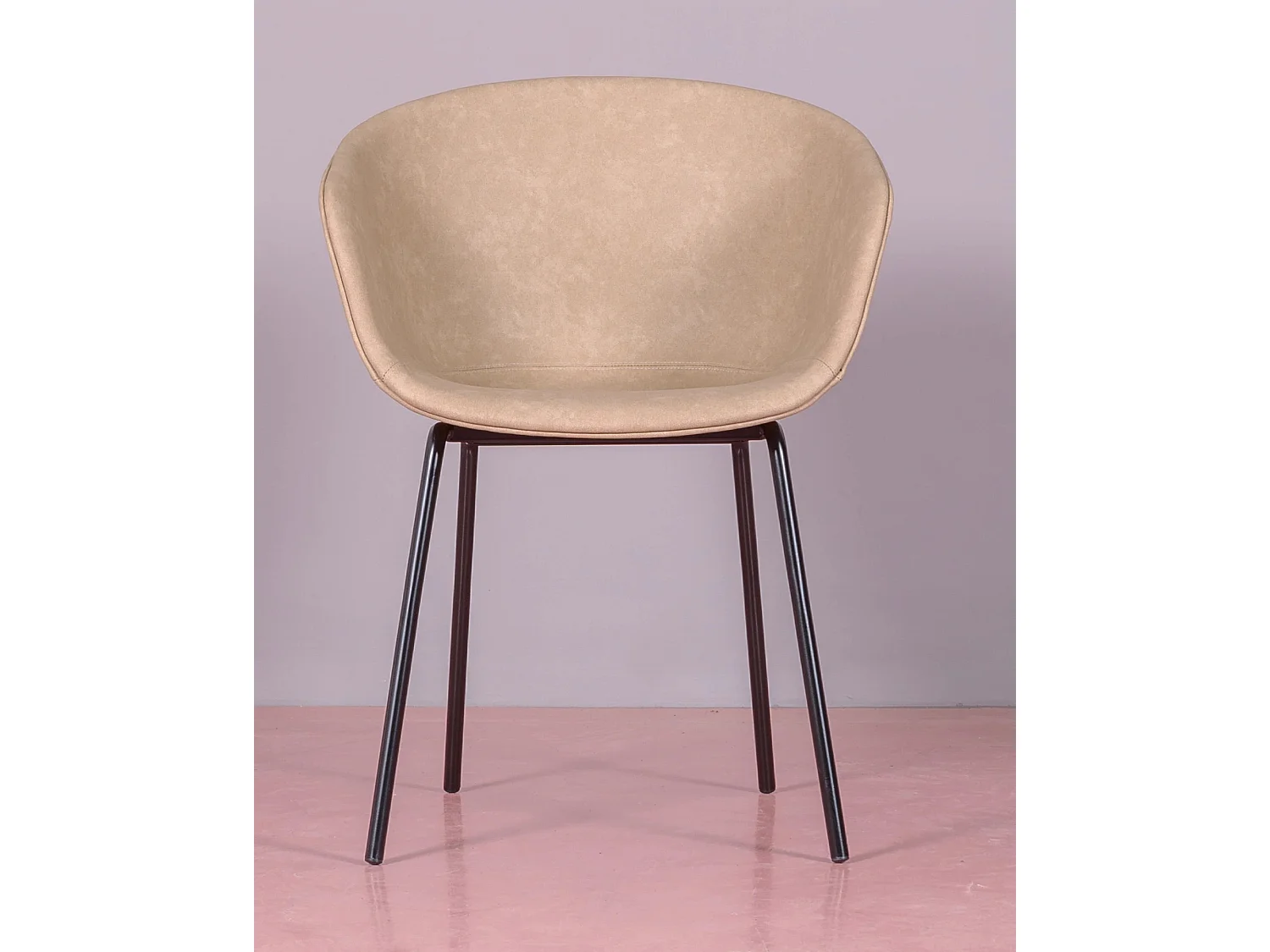 Vintage stoel met armleuningen bekleed met gewaxt kunstleer - Denver - Beige