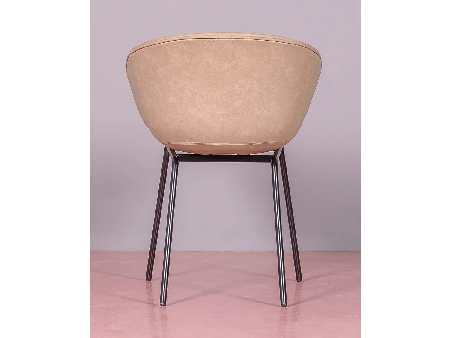 Vintage stoel met armleuningen bekleed met gewaxt kunstleer - Denver - Beige