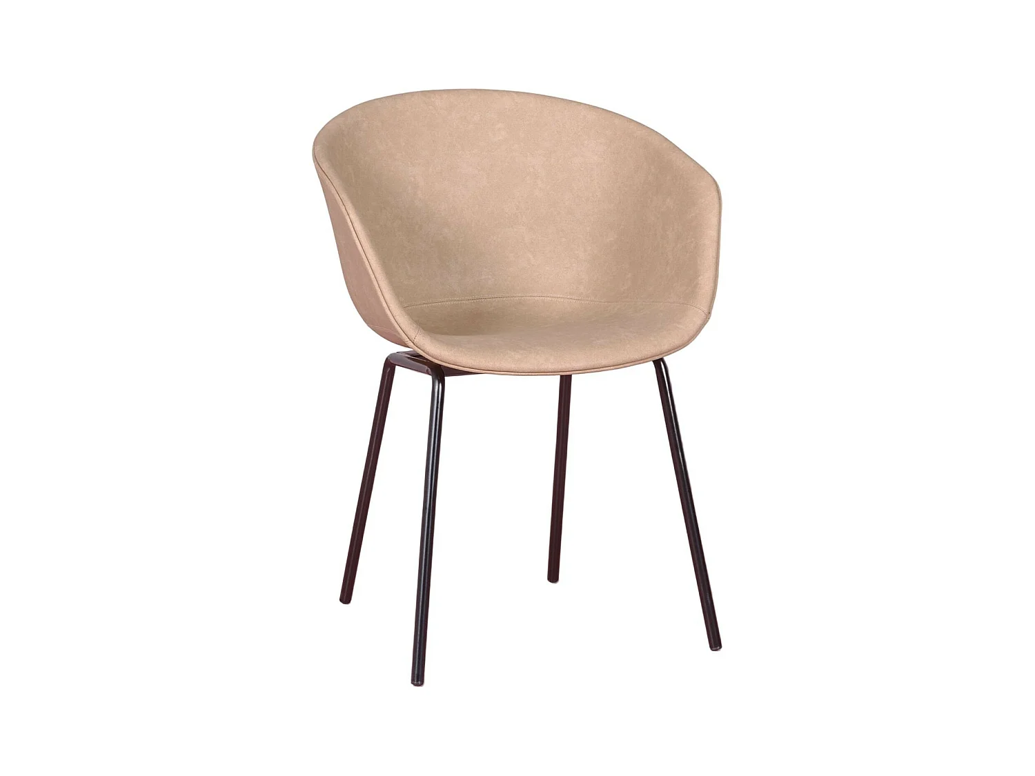Chaise vintage avec accoudoirs tapissée de simili cuir ciré - Denver - Beige