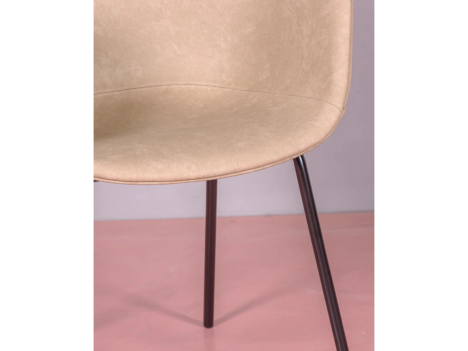Vintage stoel met armleuningen bekleed met gewaxt kunstleer - Denver - Beige