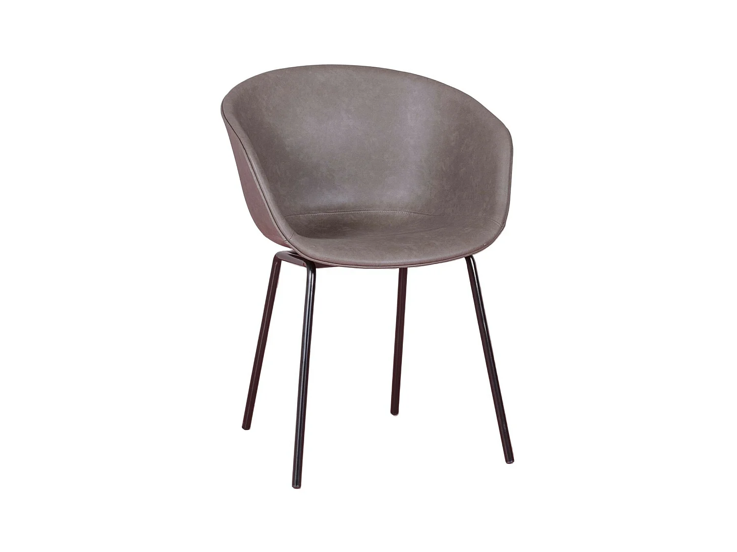 Chaise vintage avec accoudoirs tapissée de simili cuir ciré - Denver - Gris foncé