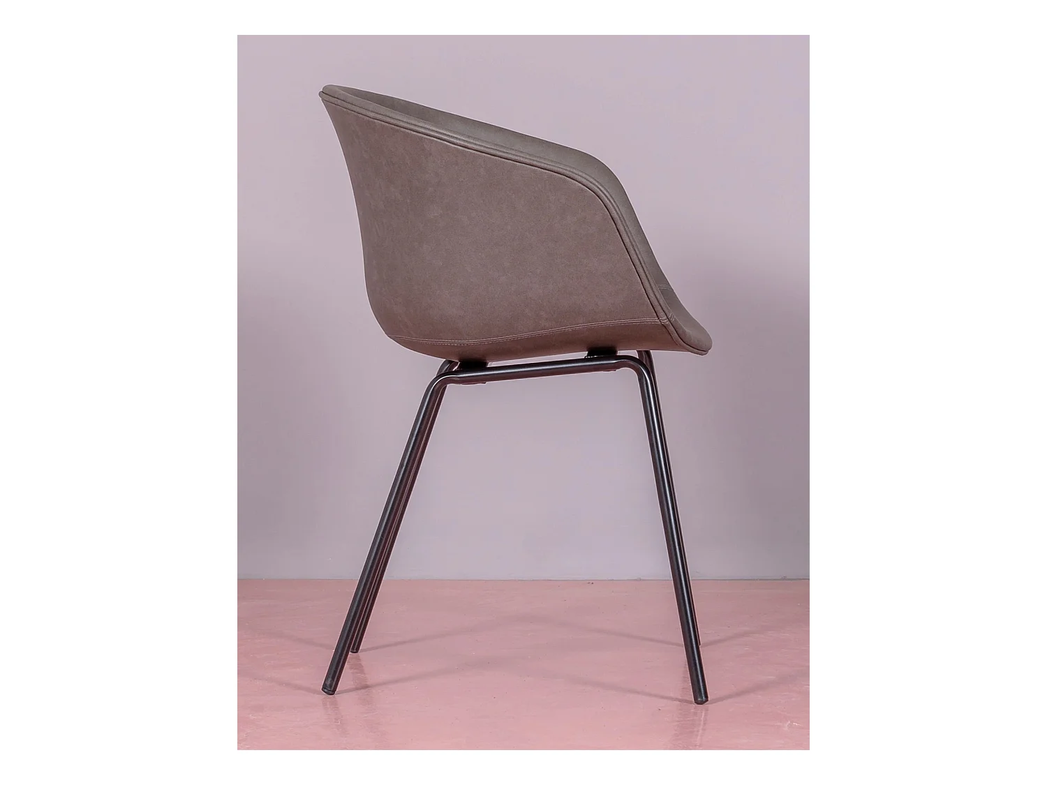 Silla vintage con reposabrzos tapizada en polipiel encerado - Denver - Gris Oscuro