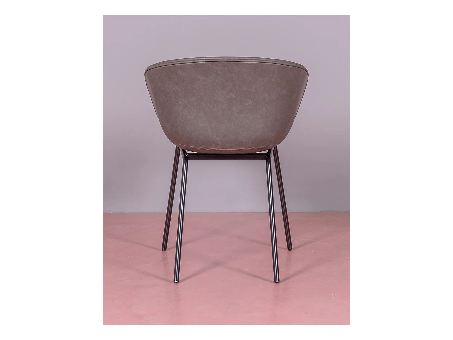 Silla vintage con reposabrzos tapizada en polipiel encerado - Denver - Gris Oscuro