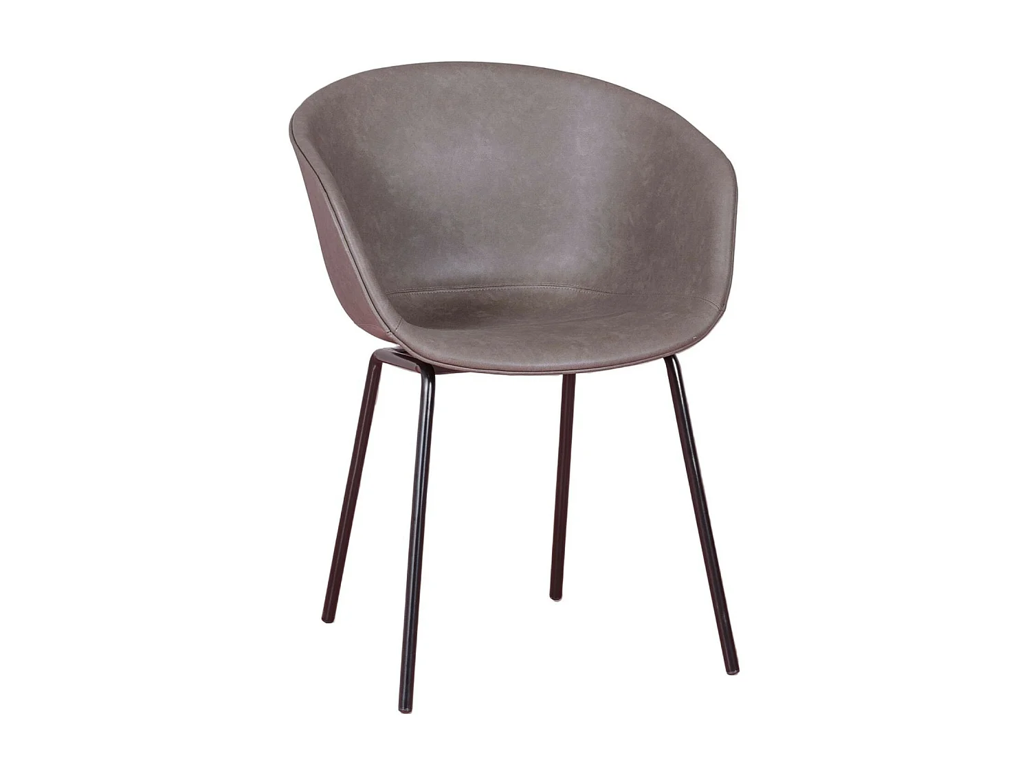 Chaise vintage avec accoudoirs tapissée de simili cuir ciré - Denver - Gris foncé