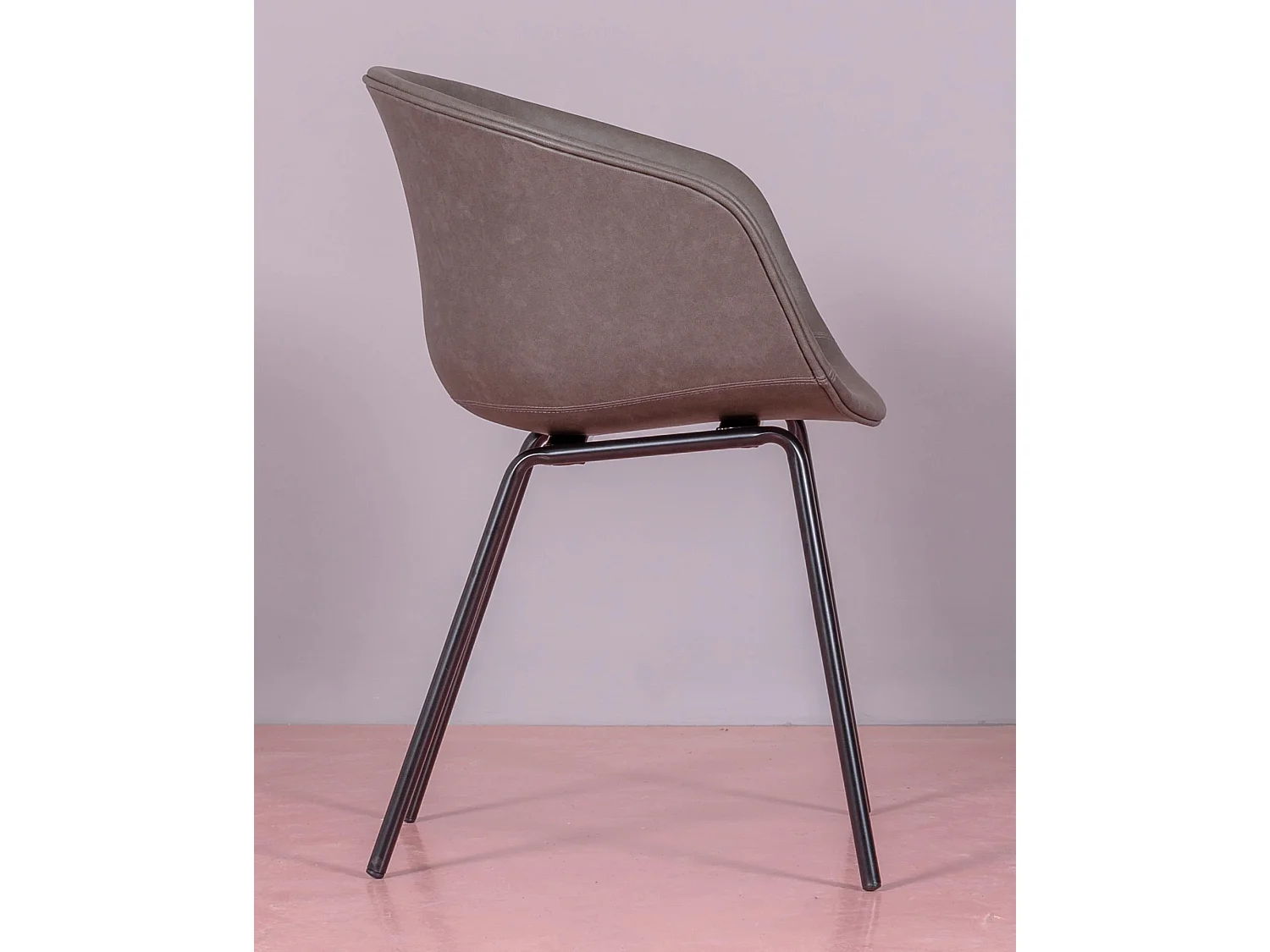 Chaise vintage avec accoudoirs tapissée de simili cuir ciré - Denver - Gris foncé