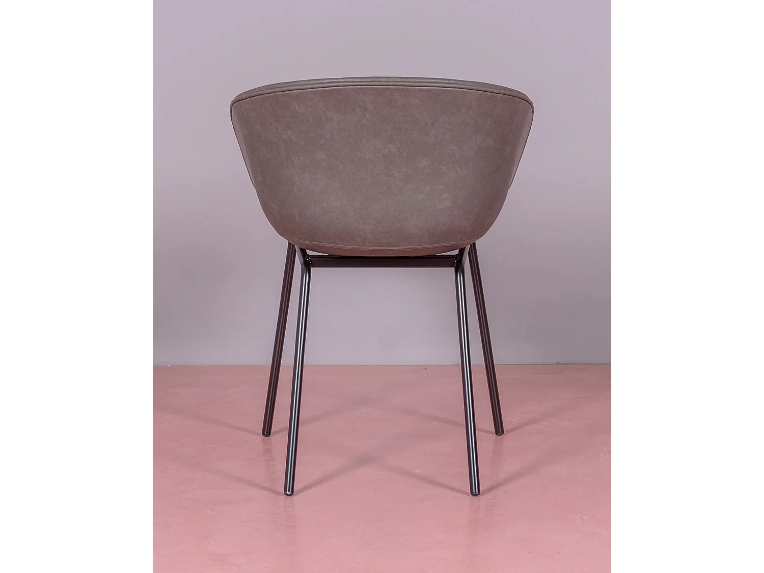 Chaise vintage avec accoudoirs tapissée de simili cuir ciré - Denver - Gris foncé