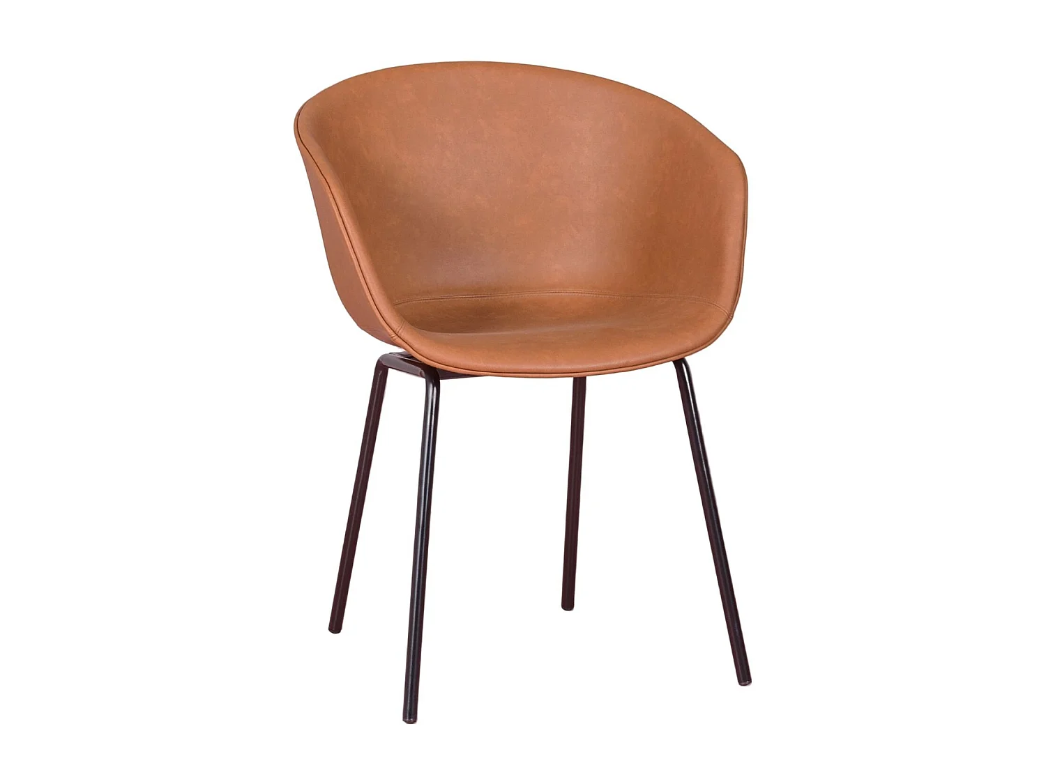 Chaise vintage avec accoudoirs tapissée de simili cuir ciré - Denver - Orange