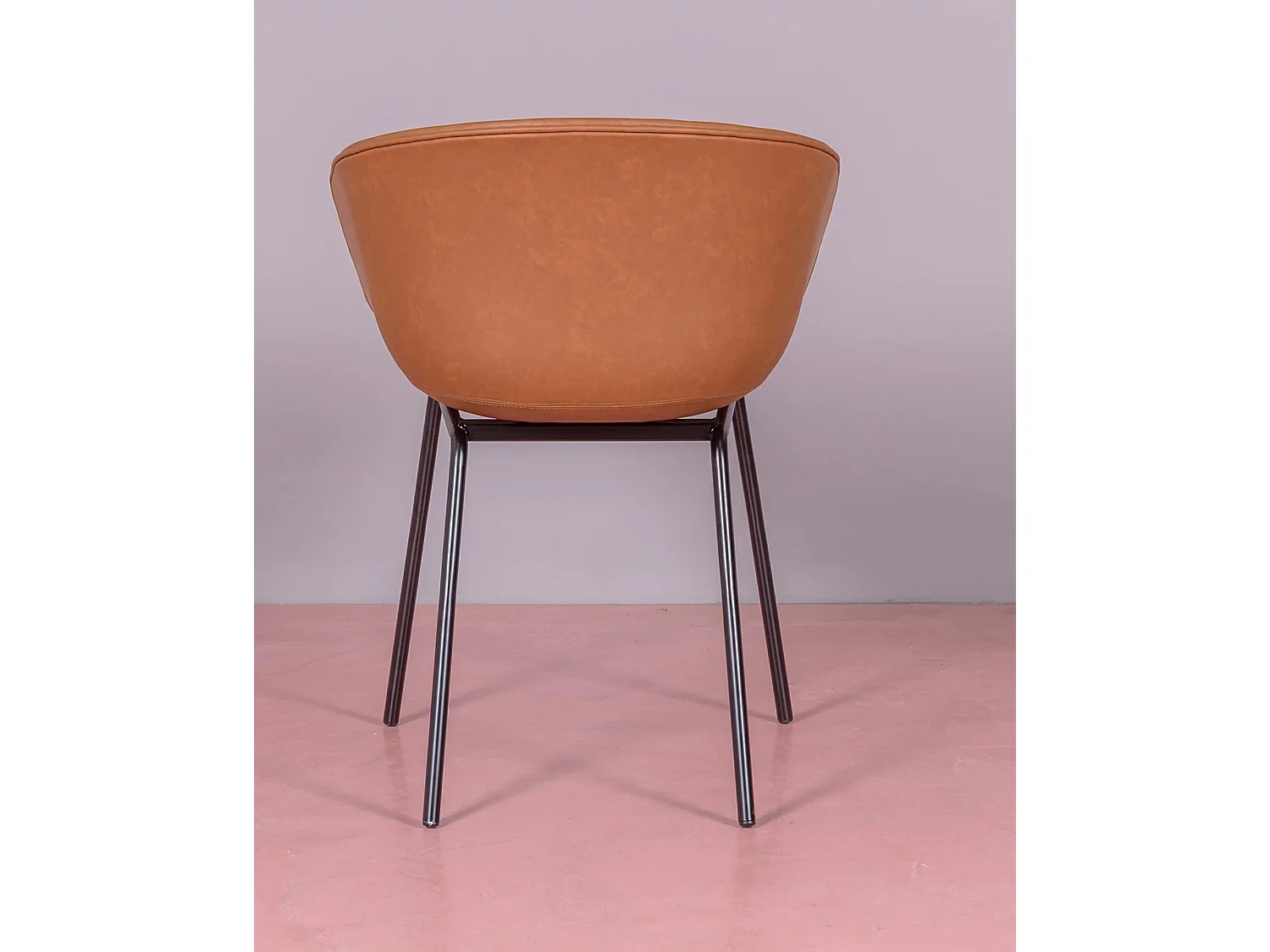 Chaise vintage avec accoudoirs tapissée de simili cuir ciré - Denver - Orange