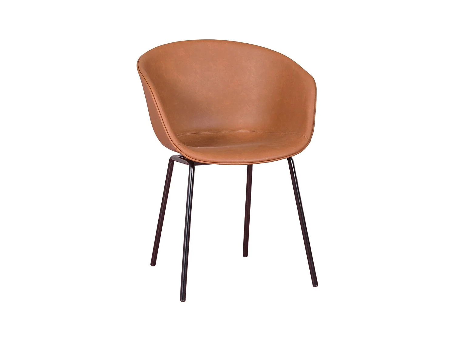 Chaise vintage avec accoudoirs tapissée de simili cuir ciré - Denver - Orange