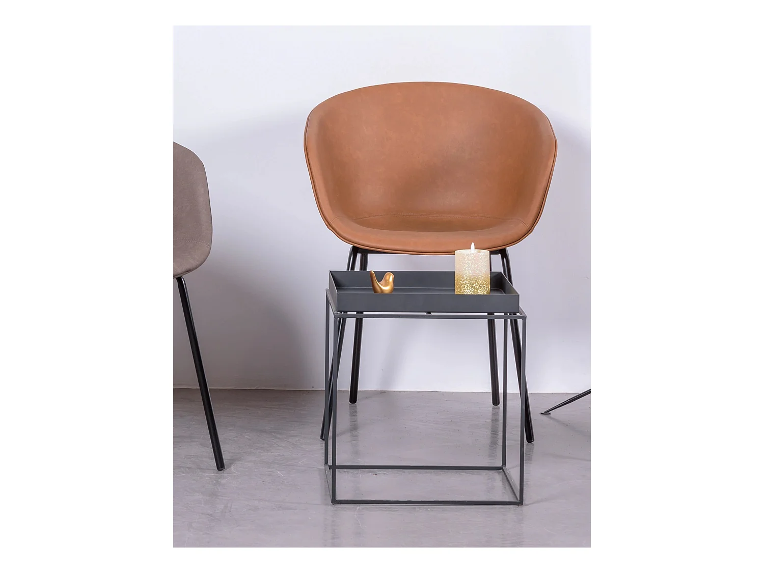 Vintage stoel met armleuningen bekleed met gewaxt kunstleer - Denver - Oranje