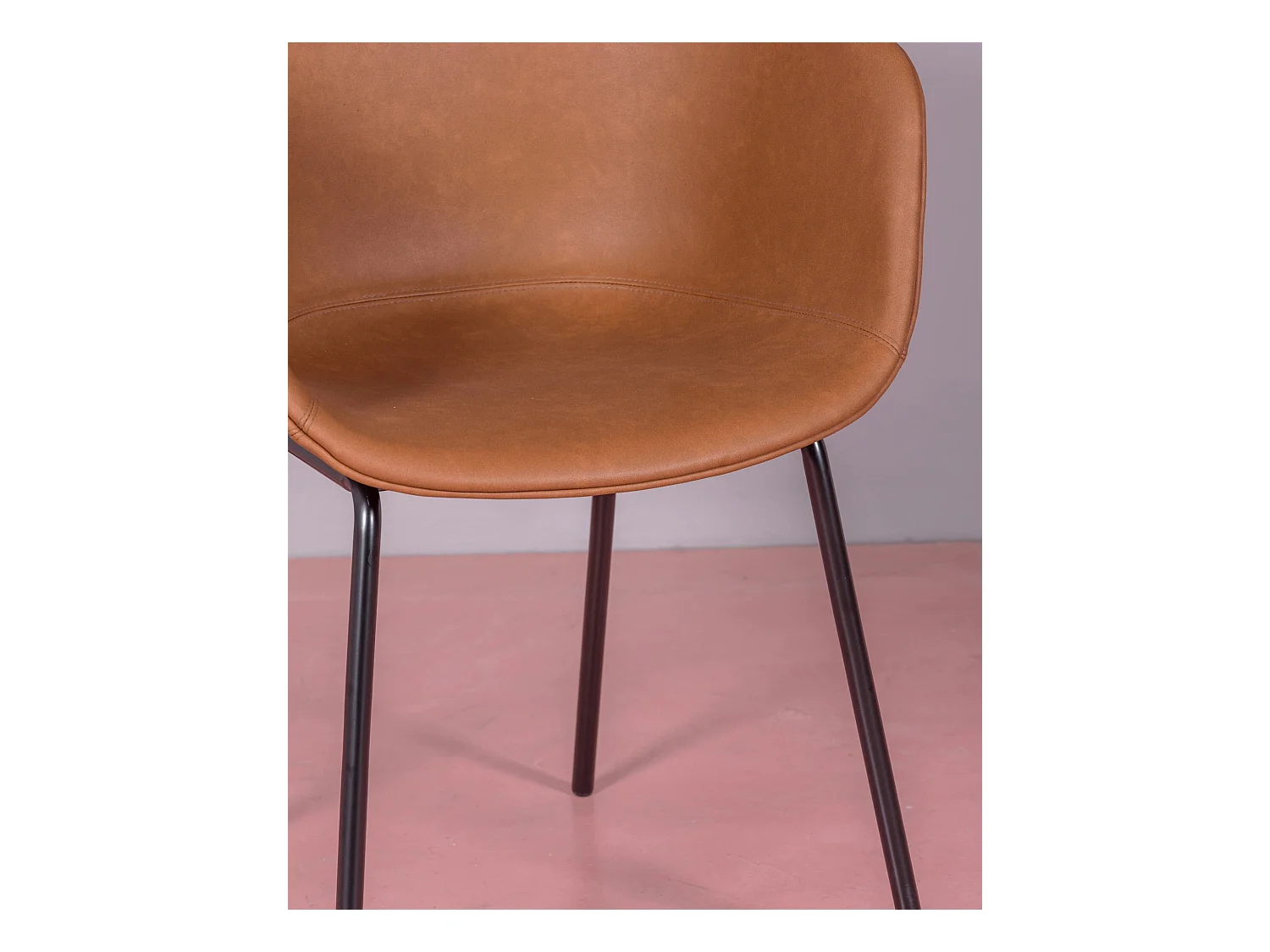 Vintage stoel met armleuningen bekleed met gewaxt kunstleer - Denver - Oranje