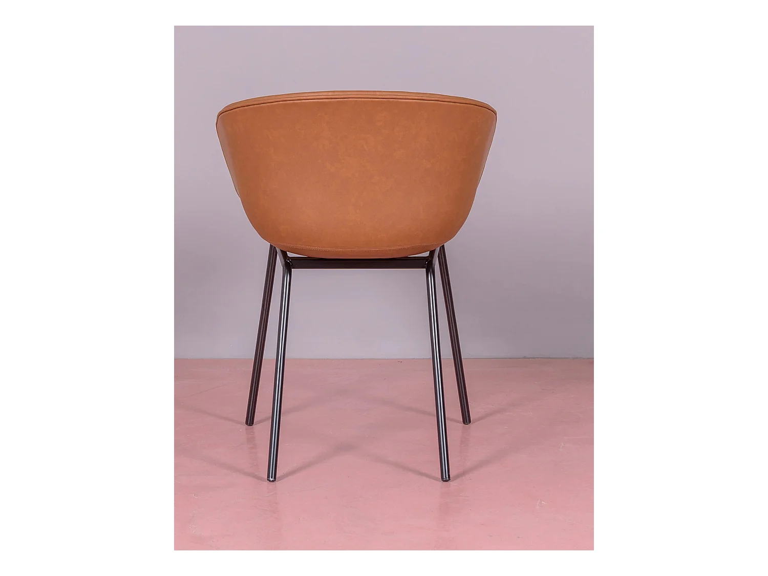 Vintage stoel met armleuningen bekleed met gewaxt kunstleer - Denver - Oranje