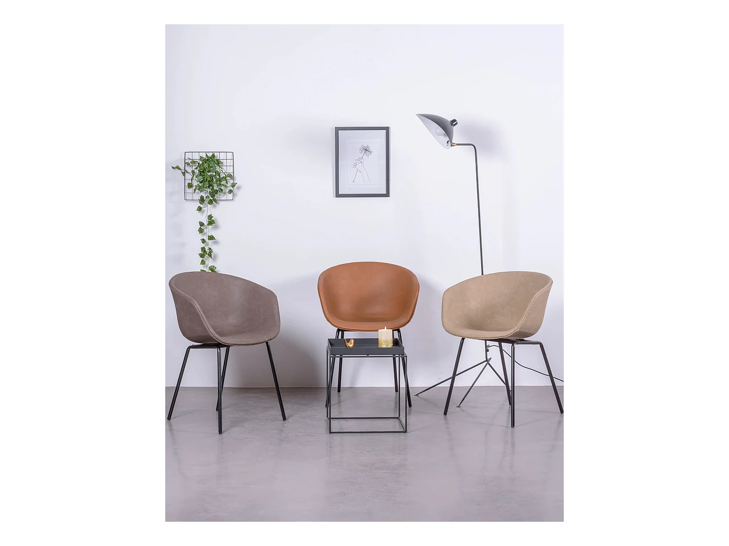 Vintage stoel met armleuningen bekleed met gewaxt kunstleer - Denver - Oranje