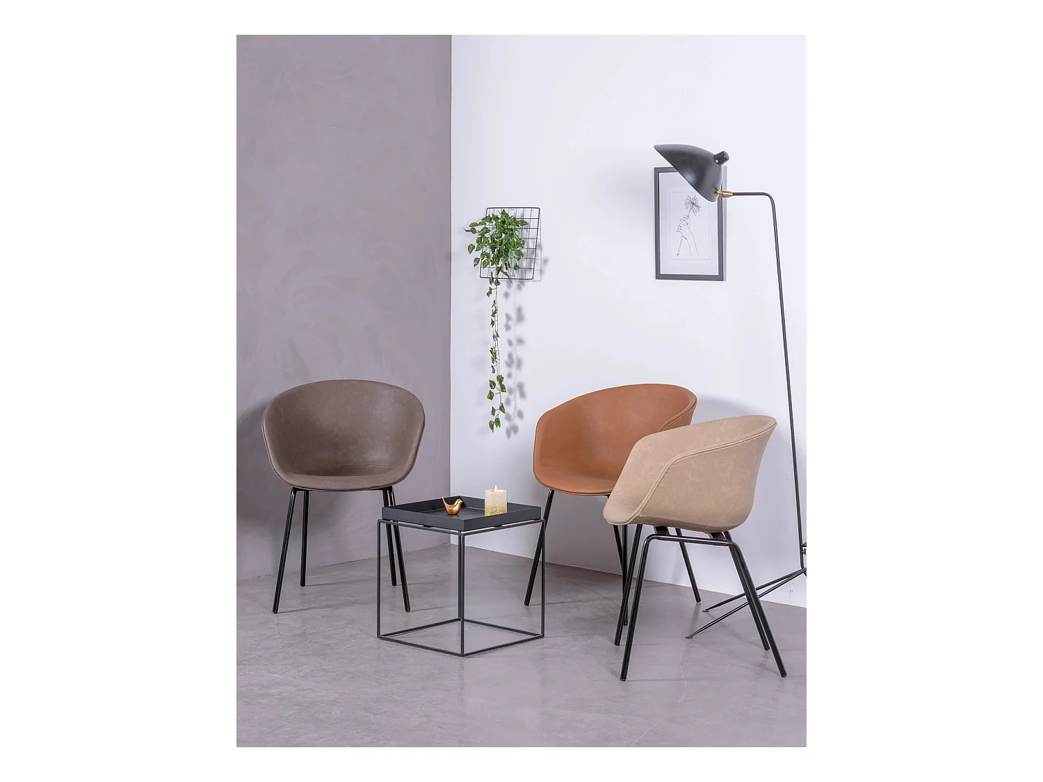 Vintage stoel met armleuningen bekleed met gewaxt kunstleer - Denver - Oranje