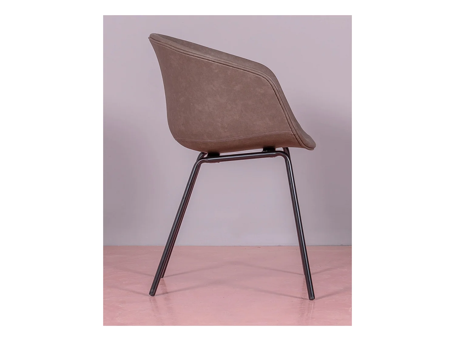 Vintage-Stuhl mit Armlehnen, gepolstert mit gewachstem Kunstleder - Denver - Braun