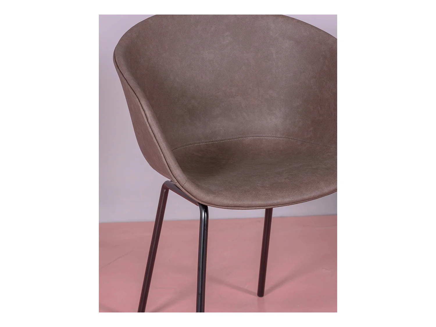 Vintage-Stuhl mit Armlehnen, gepolstert mit gewachstem Kunstleder - Denver - Braun