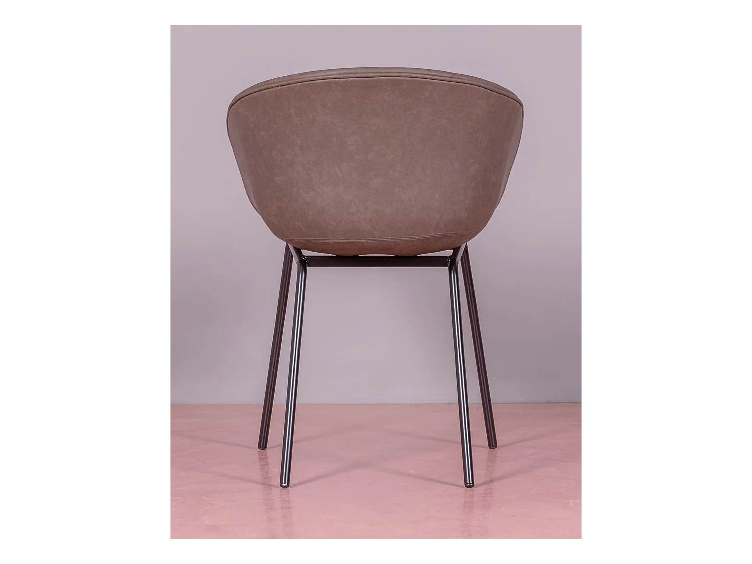 Vintage-Stuhl mit Armlehnen, gepolstert mit gewachstem Kunstleder - Denver - Braun